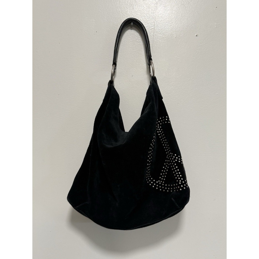 Lucky Brand Y2K Black Suede Leather Slouch Hobo Shoulder Bag